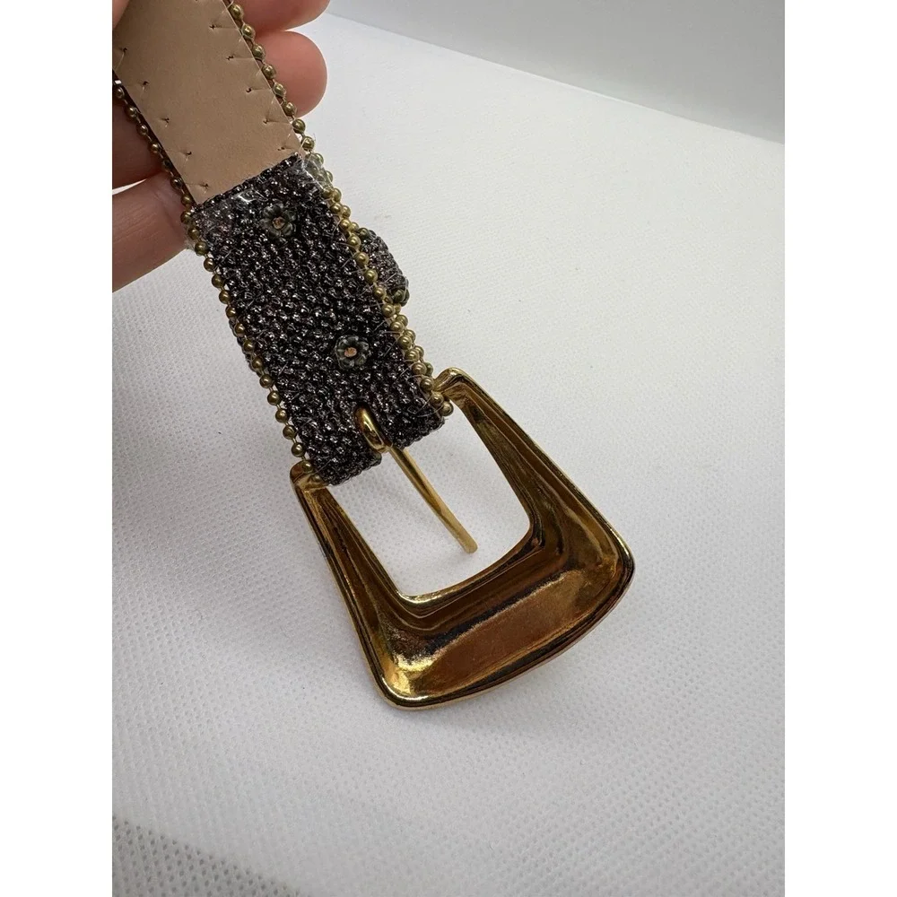 Vintage Motion East Textured Belt Gold Buckle Bead-Like Finish Made in USA 38